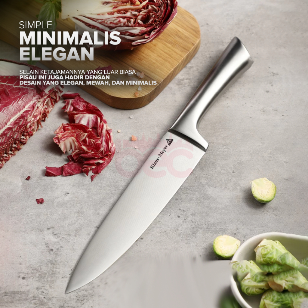 Klaus-MeyerChef Knife Pisau Dapur Profesional Stainless Steel Super Tajam Triple Riveted