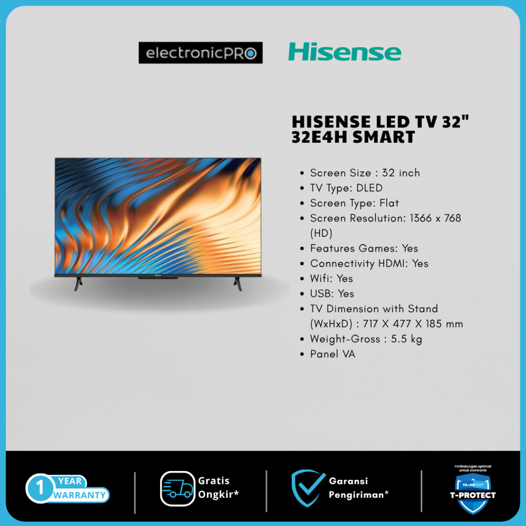 HISENSE LED TV 32" 32E4H SMART