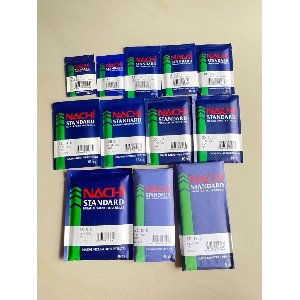 

NACHI 2MM / 2.5 MM / 3MM / 3.5 MM / 4MM / 4.5 MM / 5MM / 5.5MM / 6MM / 8MM / 10MM / 12MM