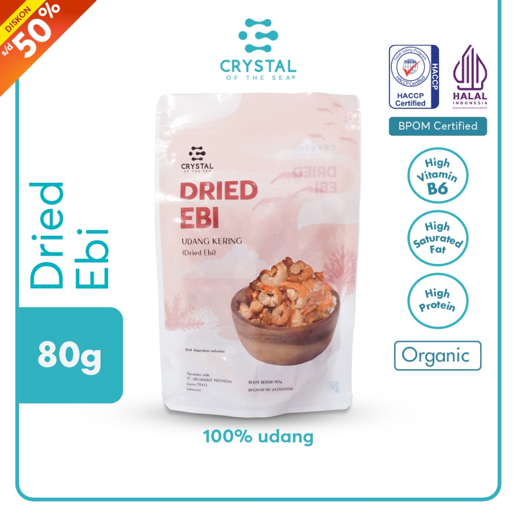

Crystal of the Sea | Dried Ebi (80GR) / Udang Ebi Kering Bebas Kotoran - Penyedap Rasa MPASI Rendah Garam