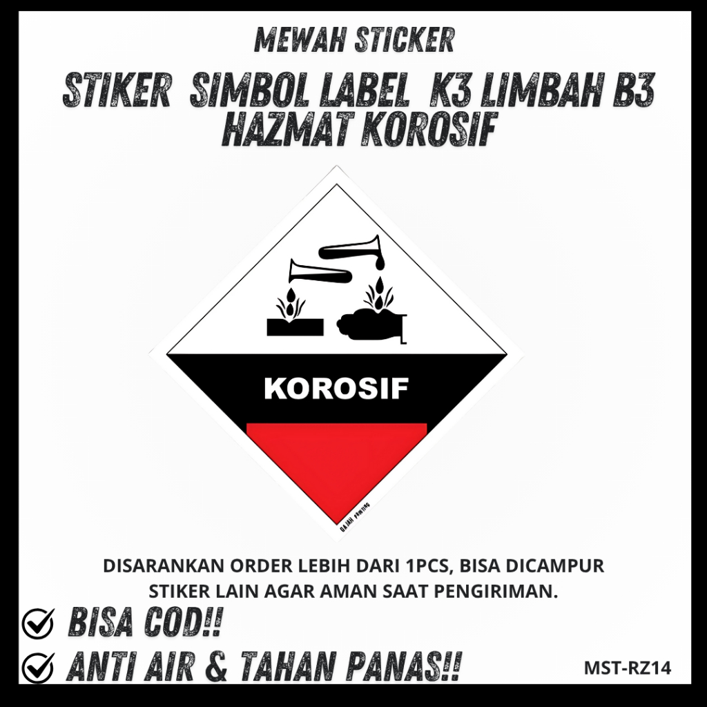 

Stiker Simbol Label K3 Limbah B3 Hazmat Korosif