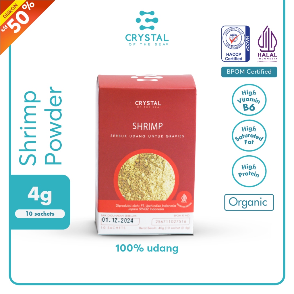 

Crystal of the Sea | Shrimp Powder Box (4GR x 10 Sachet) | Bubuk Udang Rebon | Bubuk Umami Udang - Bumbu Kaldu Penyedap MPASI SACHET