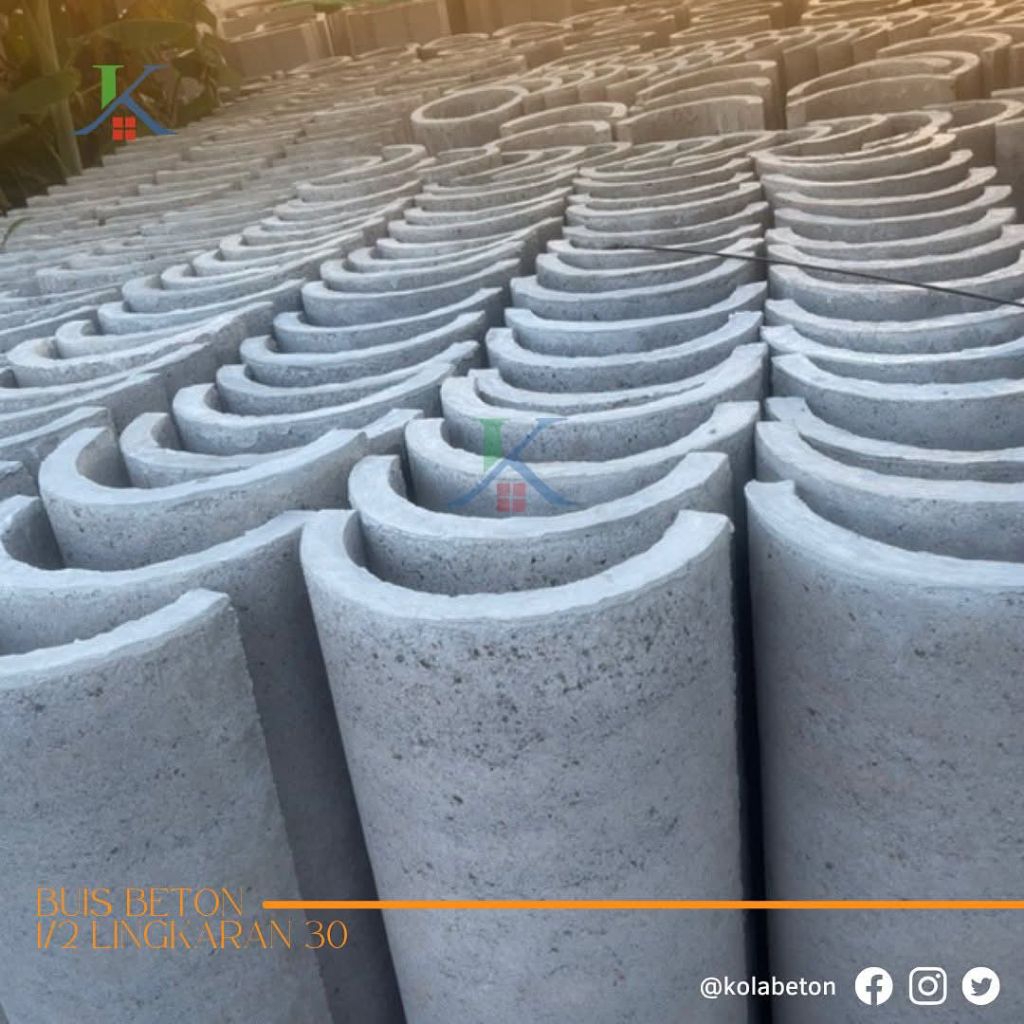 [Buis Beton]Polongan Setengah, Polongan Diameter 30cm Setengah Lingkaran, Gorong Gorong Sekeping