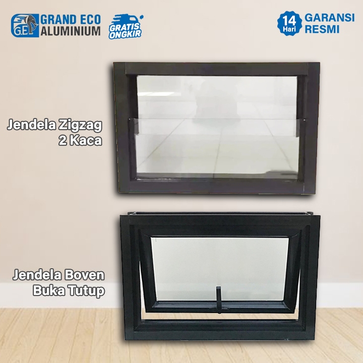 Jendela Kamar Mandi Boven bukaan dan Zigzag