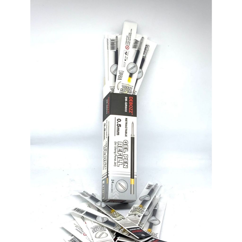 

[6 PCS] Refill Isi Ulang Refil Pulpen Bolpen Gel Pen Cetek Klik Tinta Hitam 0.5mm Retractable Debozz GR 900