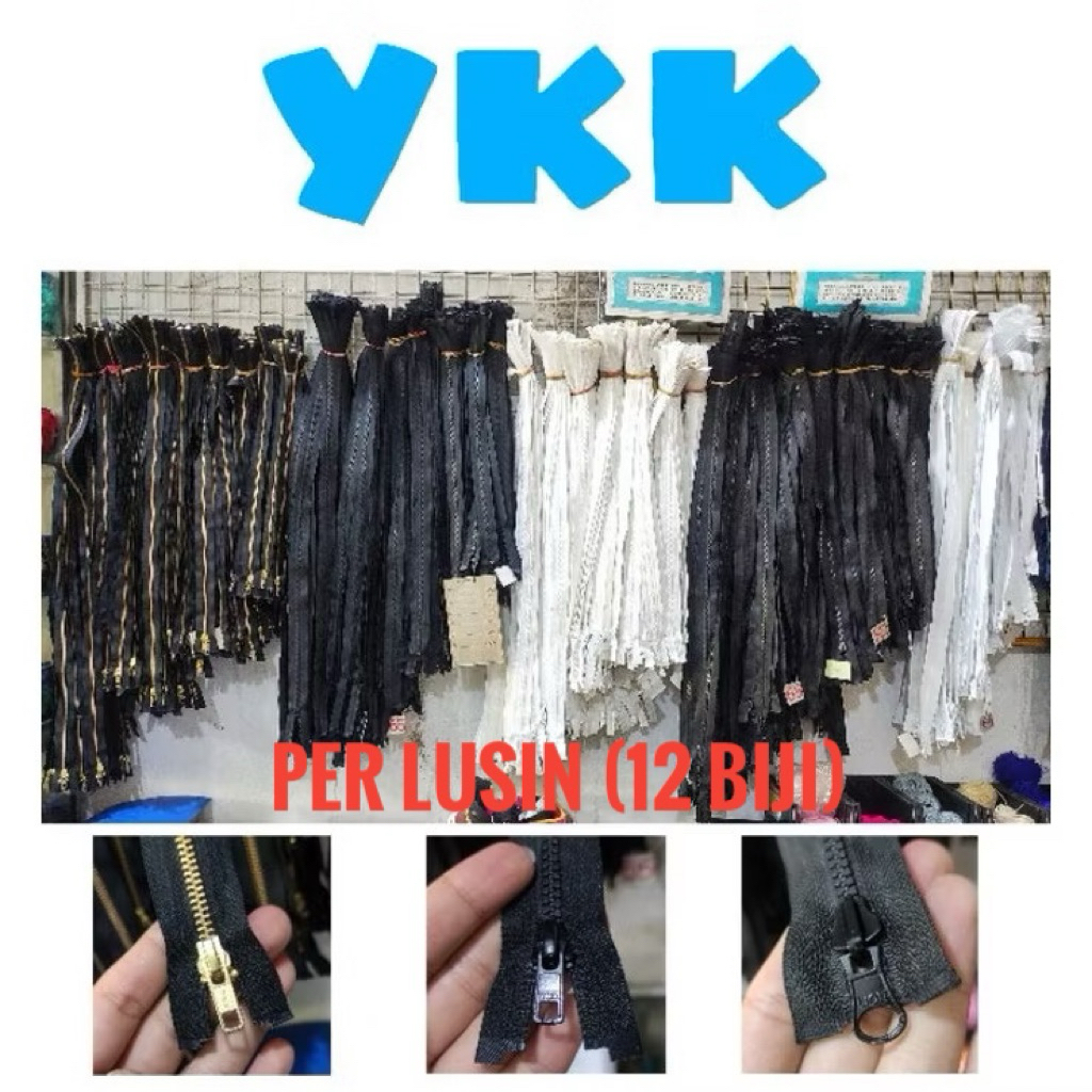 Resleting rit jaket YKK / lion sleting gigi besar per lusin (12pcs)