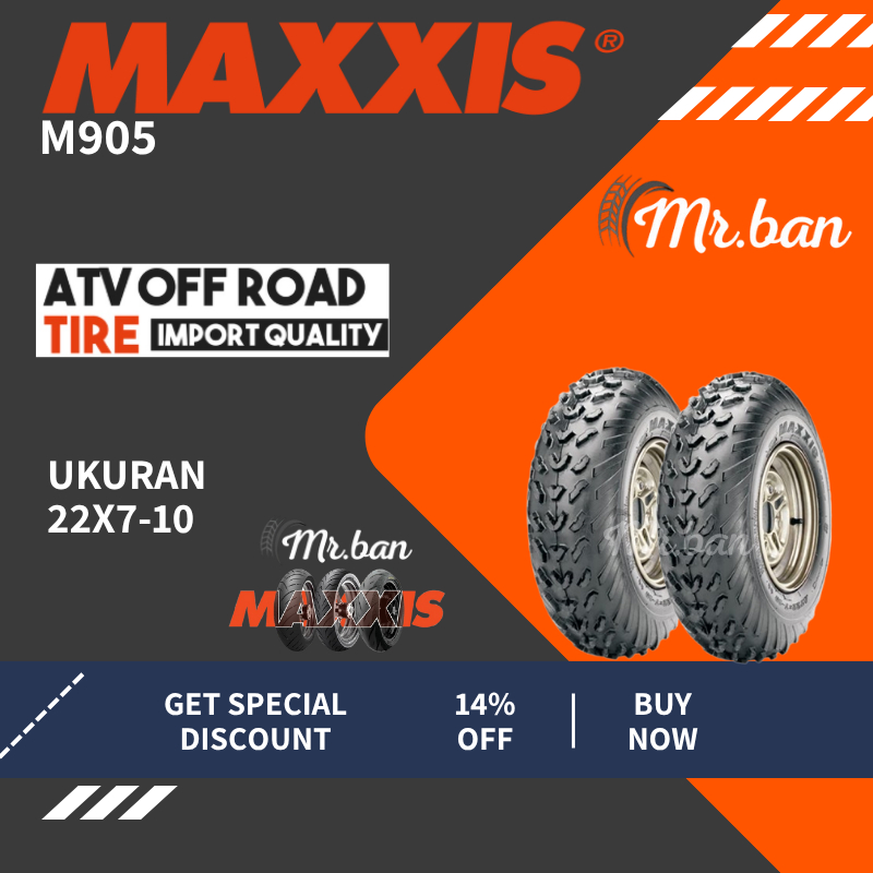 BAN DEPAN MOTOR ATV MAXXIS M905 UKURAN 22X7 RING 10 IMPORT 22X7-10 BAN ATV