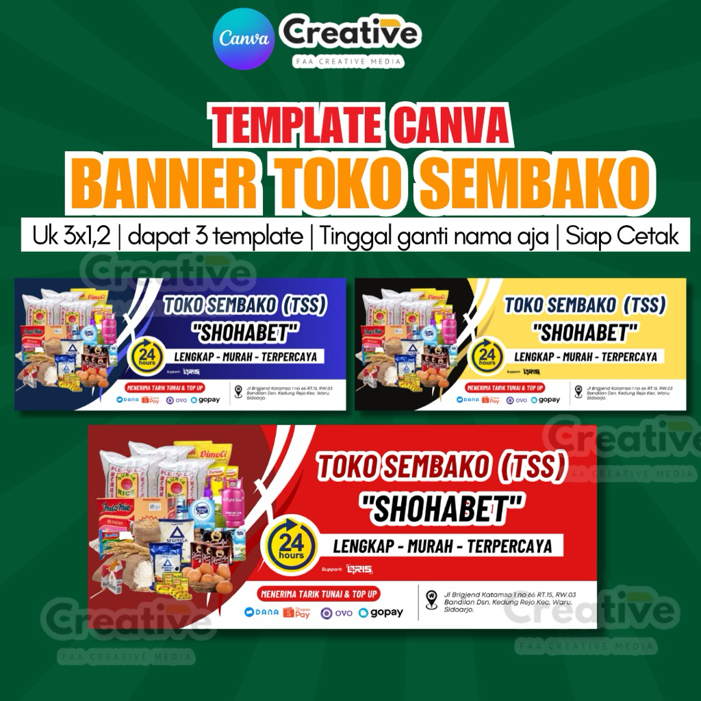 Template Canva Banner Toko Sembako (Ukuran 3x1,2 meter)