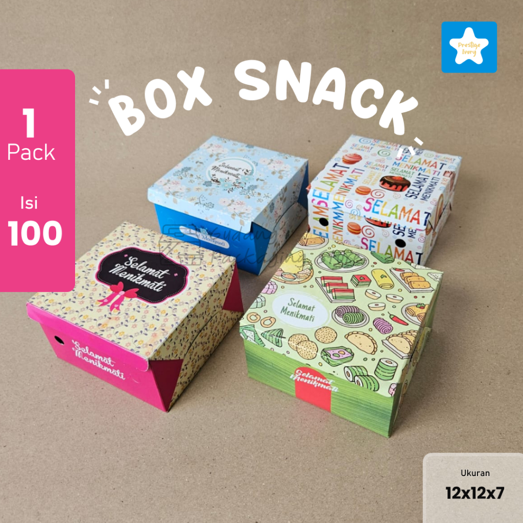 100 pcs / 12x12 / Box Snack / Dus Snack / Dus kue / IVORY