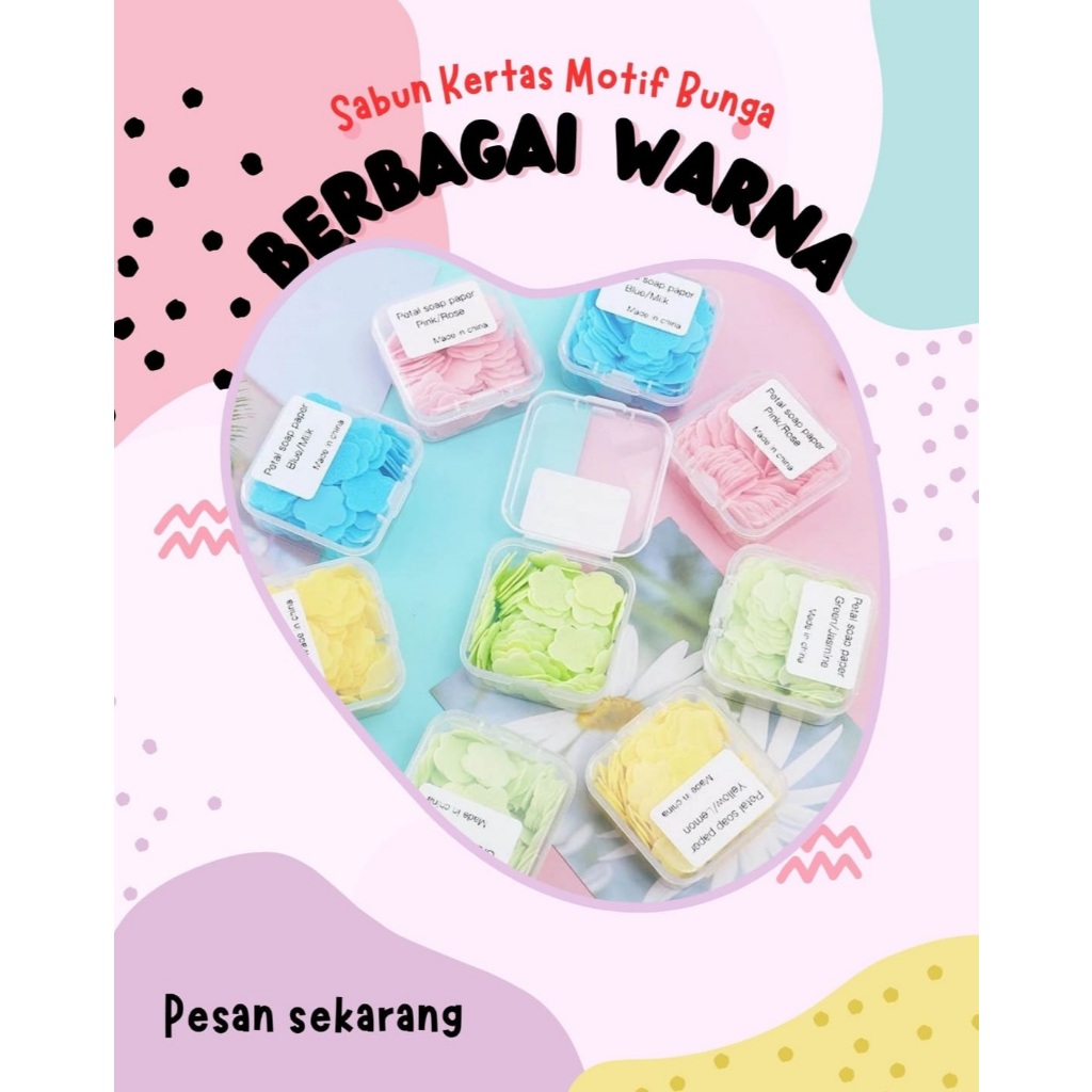 Sabun Kertas Mini Motif Bunga Portable | Sabun Cuci Tangan Kertas Praktis | Sabun Kertas Traveling