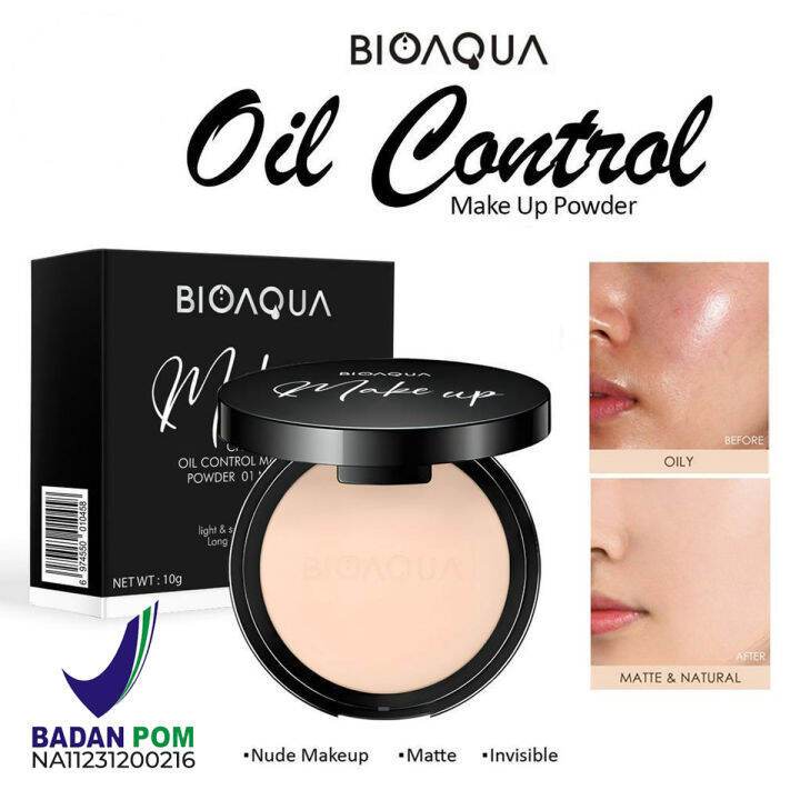 Bioaqua Pressed Powder Make Up Bedak Padat Glowing Oil Control Waterproof Tahan Lama