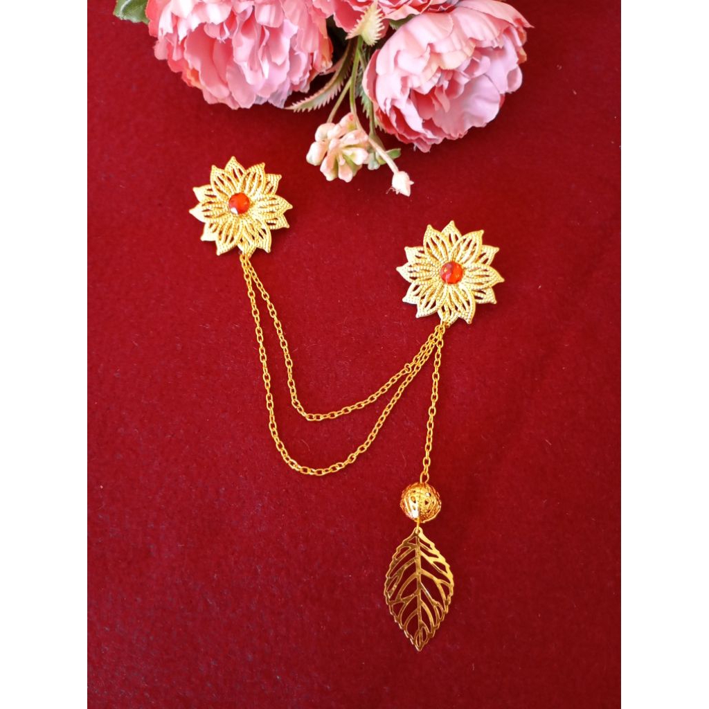 bross selendang kebaya, bross rantai kebaya, bross rantai bunga