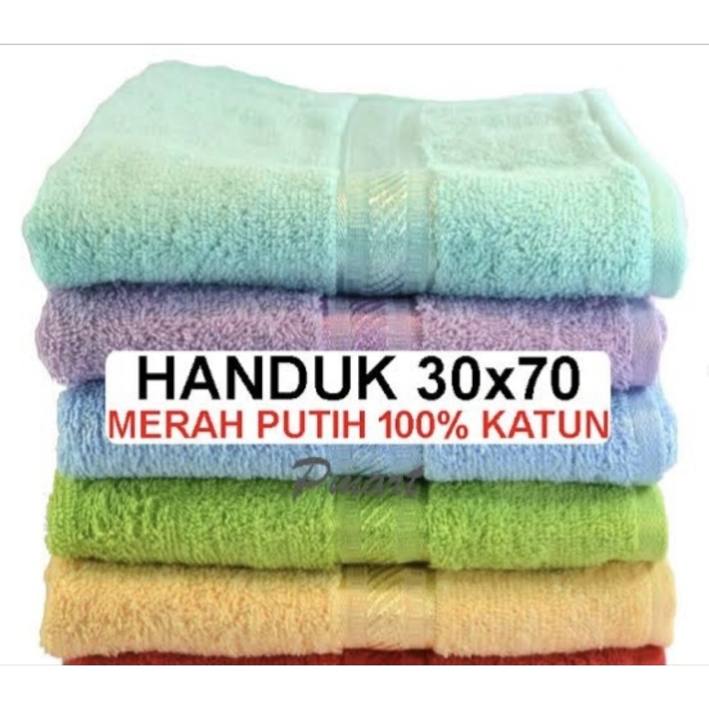 GROSIR Handuk 30x70 Mutia/Merah Putih Hampers Souvenir Promosi Wedding Bordir + Tile
