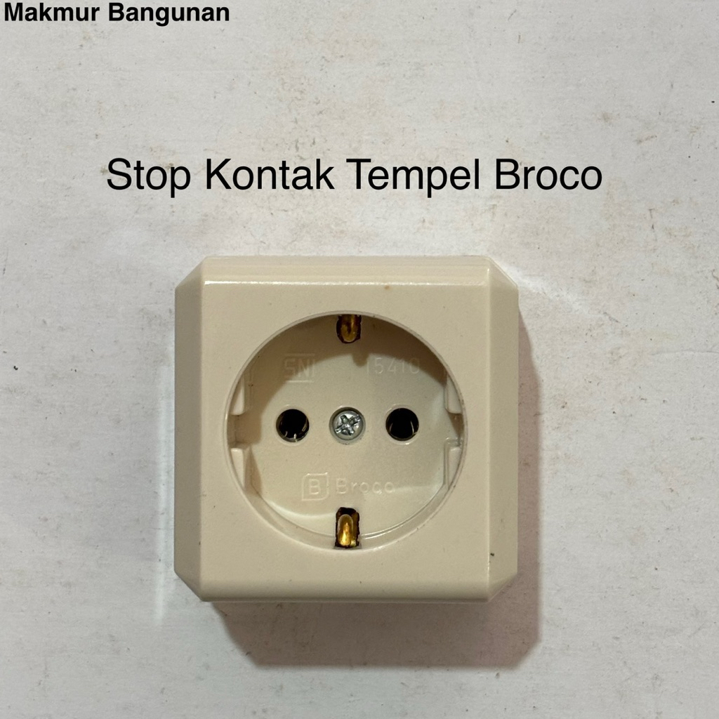 Stop Kontak Tempel Outbow Broco 1541011 | Stop Kontak Timbul Segi Cream Broco | Colokan Listrik Dind