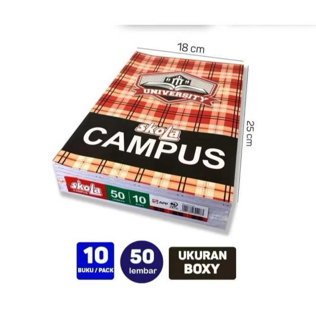 

Buku Tulis Campus SKOLA 50 Lembar (1 Pack isi 10 Buku)
