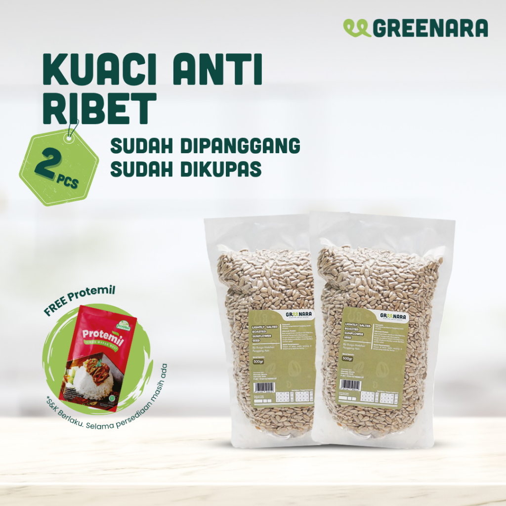 

Bundle 2 pcs Greenara Lightly Salted Roasted Sunflower Seed 500g - 2 buah Kuaci Panggang dengan Rasa Sedikit Asin