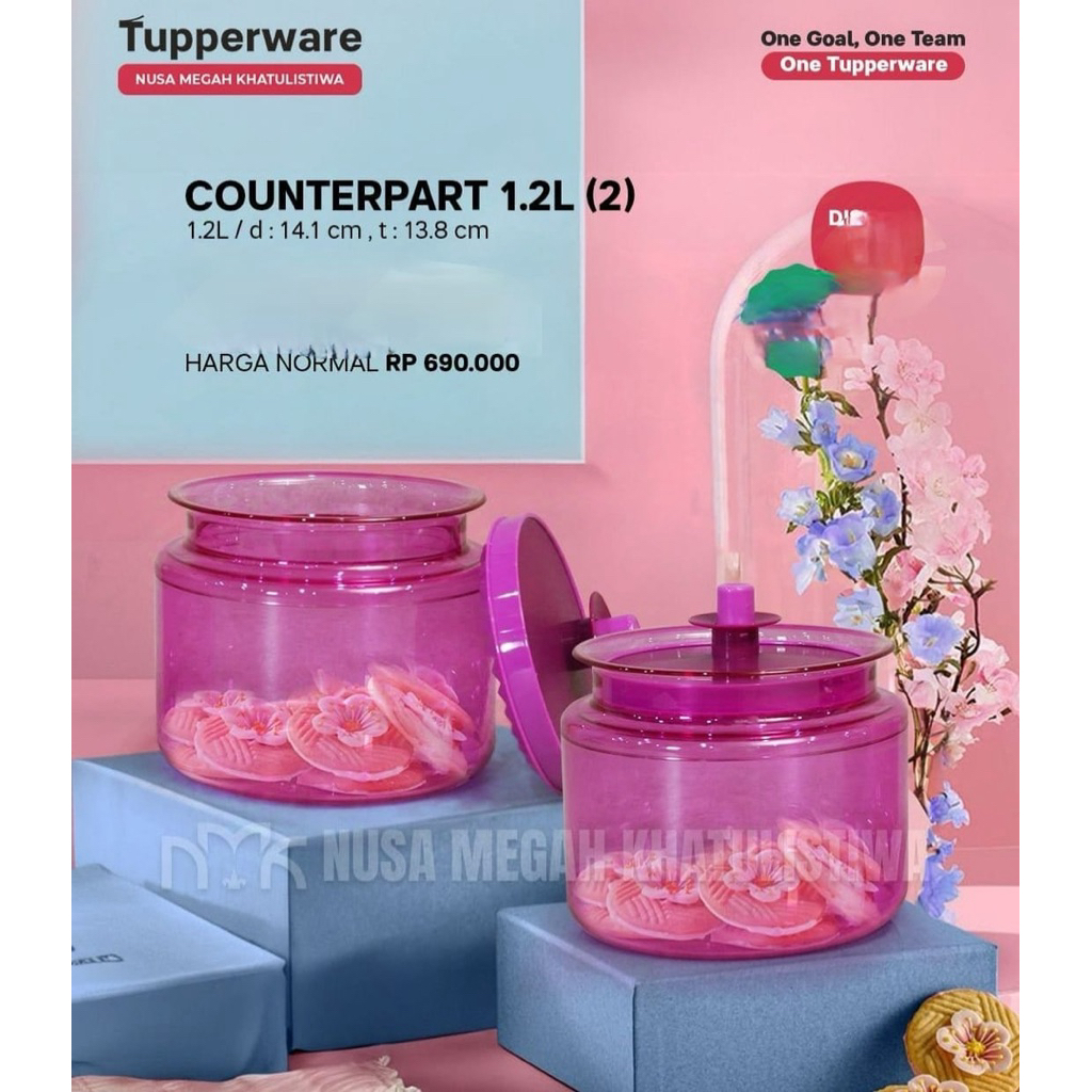 toples kue kering counterpart 1,2L ungu 2pcs ori tupperware