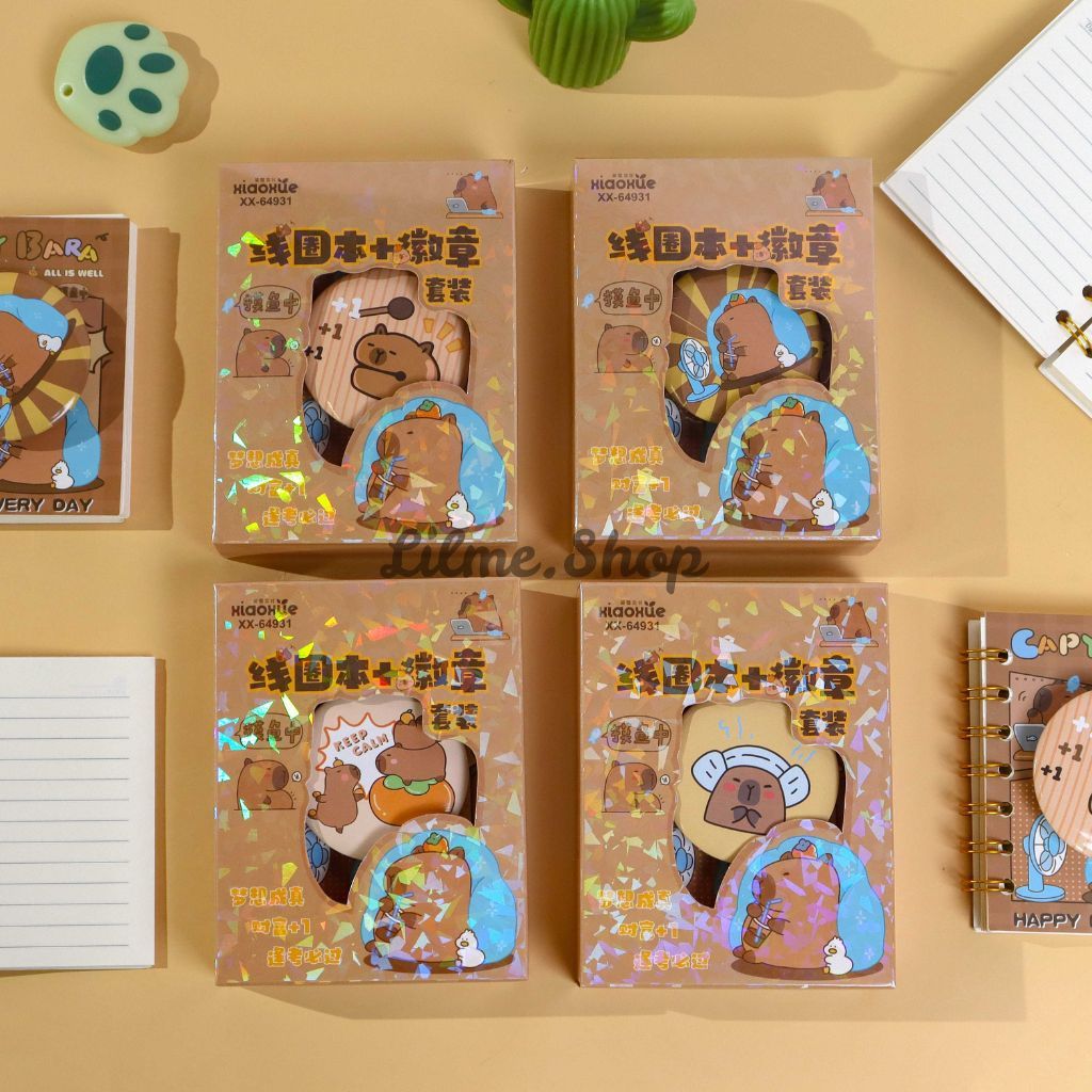 

Buku Notebook Mini Tebal Spiral Capybara + Mainan Spinner / Buku Catatan Tulis Bergaris Sekolah Anak A6