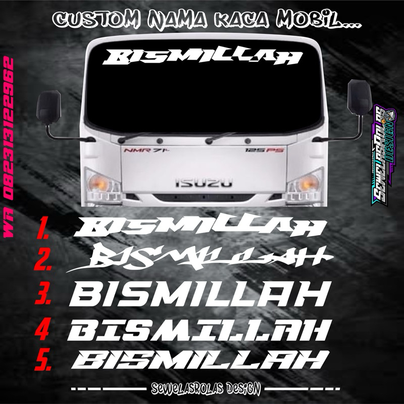 stiker bismilah kaca depan all truk