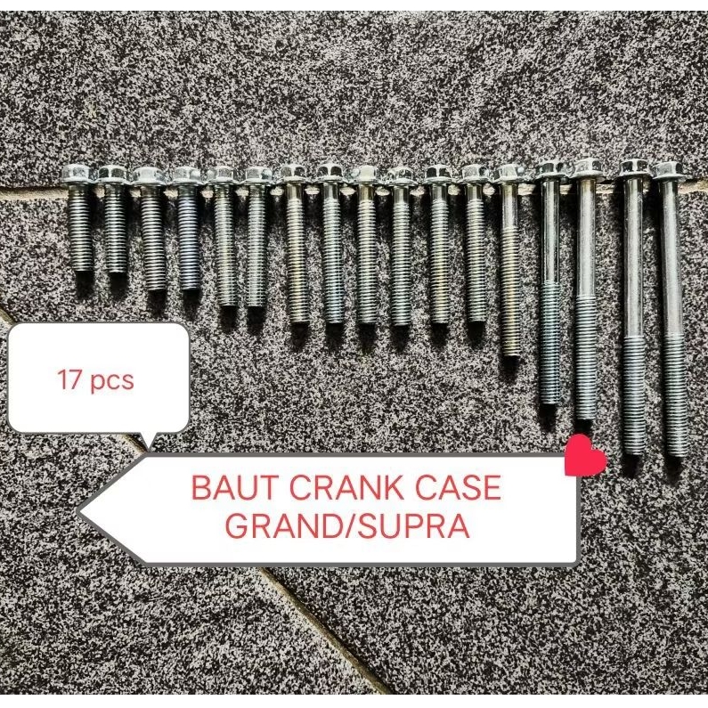 BAUT CRANKCASE BAUT MESIN SUPRA GRAND LEGENDA(17 pcs)