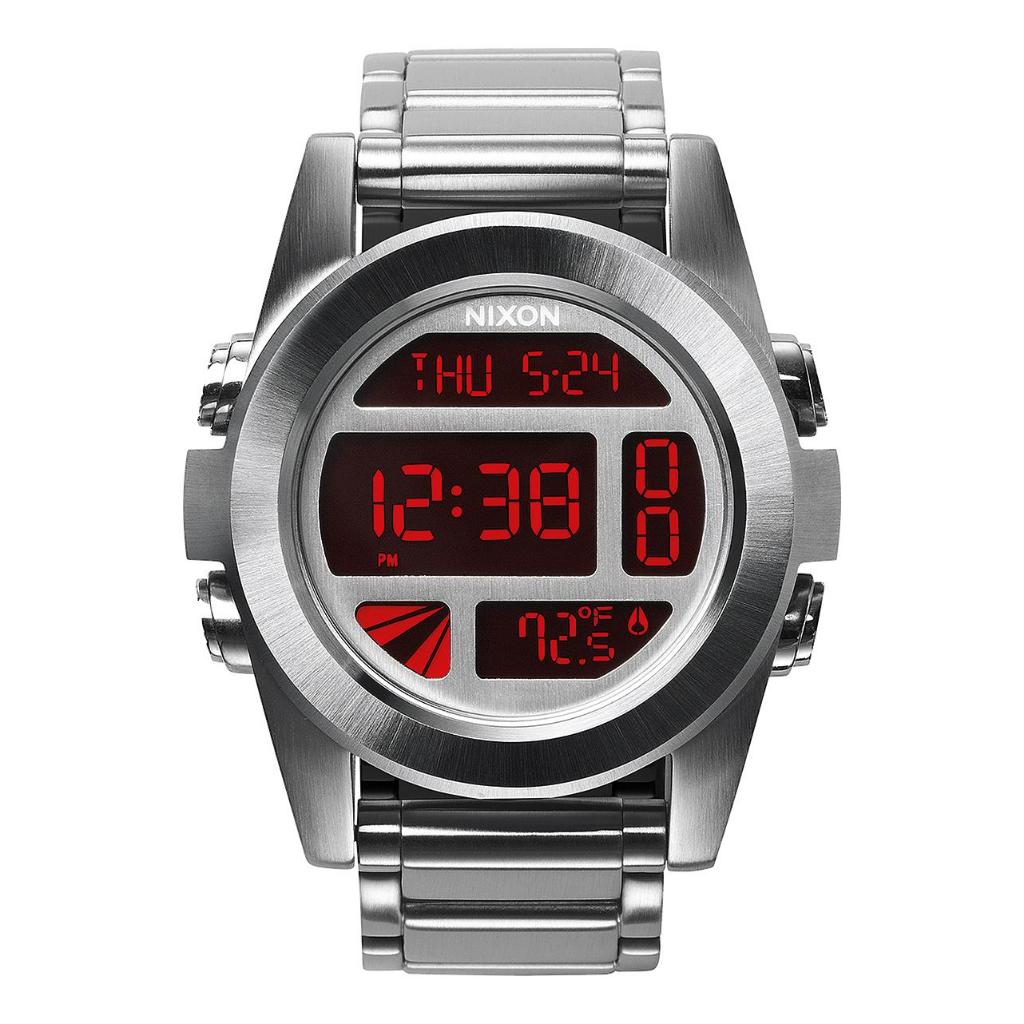 Original 100% Jam Tangan Pria NIXON A3601263 UNIT SS SS SILVER / RED Garansi Resmi 2 tahun