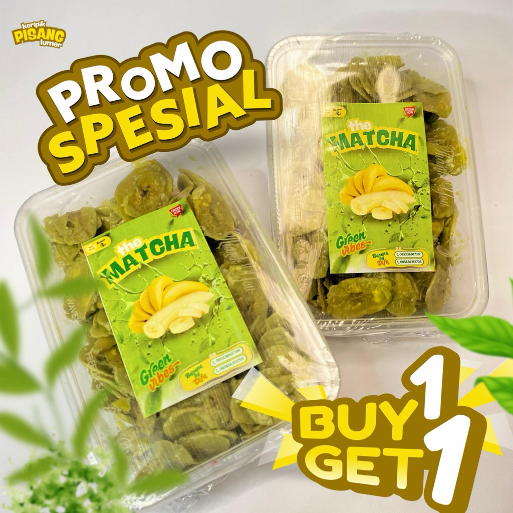 

(BELI 1 GRATIS 1) KERIPIK PISANG LUMER VARIAN MATCHA