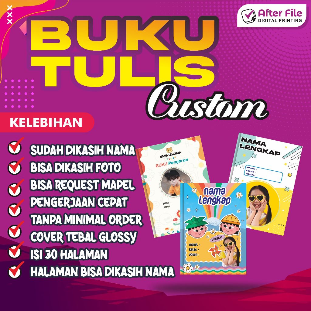 

BUKU TULIS CUSTOMALAT TULIS/FOTO BUKU
