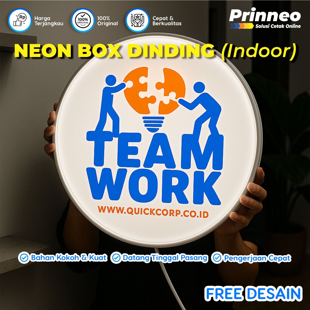 Neon Box Custom LED Indoor | Neon Sign Tulisan Nama Logo | Hiasan Dinding Cafe Kamar
