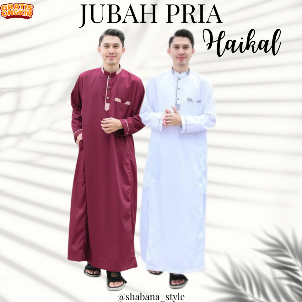Gamis Pria Lengan Panjang Jubah Pria Premium Gamis Hitam Jubah Pria Gamis Premium - Haikal