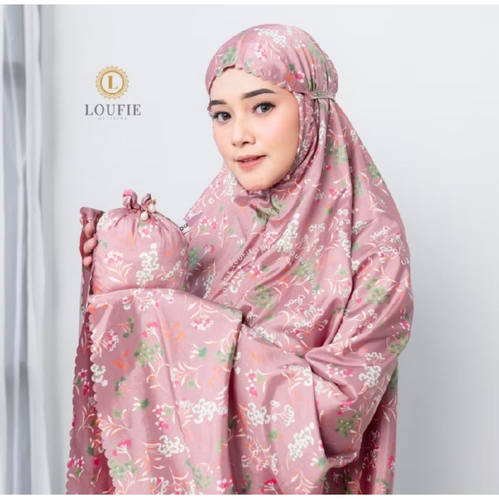 Mukena 2in1 parasut motif silk loufie series  / mukena SARAH JUMBO