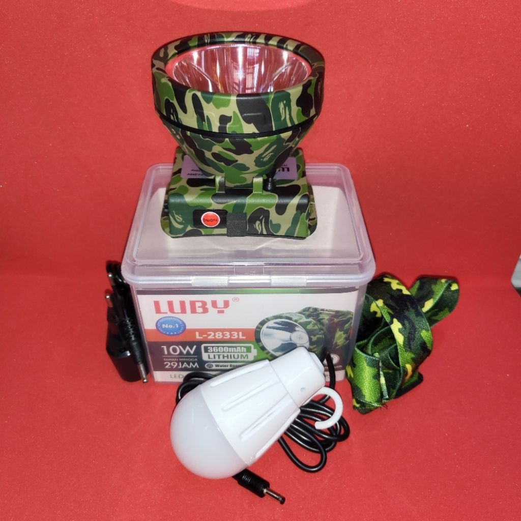 Senter Kepala Luby 2833 10 Watt Cahaya Putih Tahan 29 Jam Baterai 3600 Mah L-2833L