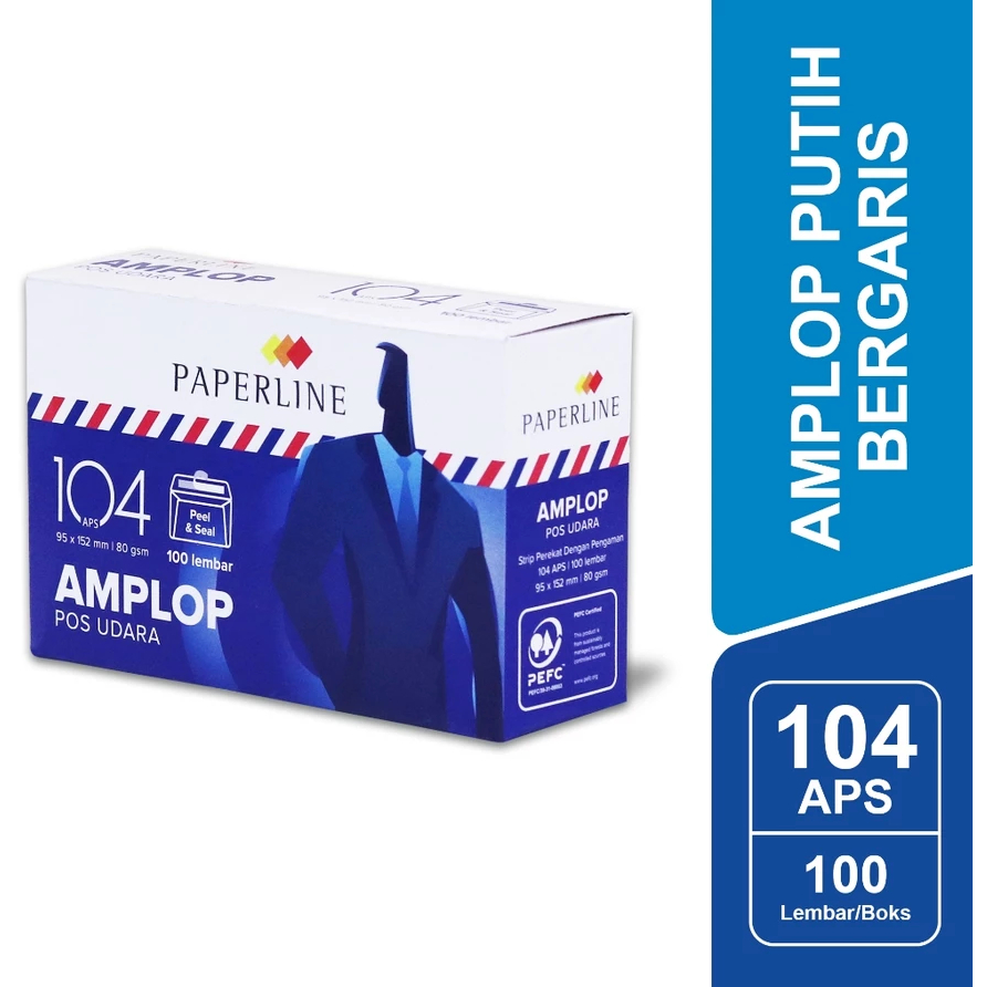 

Paperline Amplop Putih Airmail 104 APS Bergaris Merah Biru - PPL EV 104 APS [PER 1 PAK]