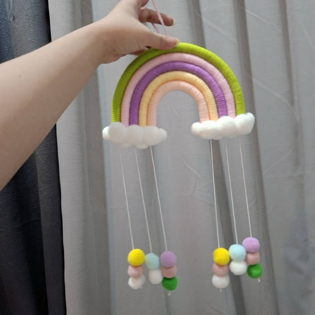 Boneka Rajut Awan Pompom Dekorasi Kamar Kawaii