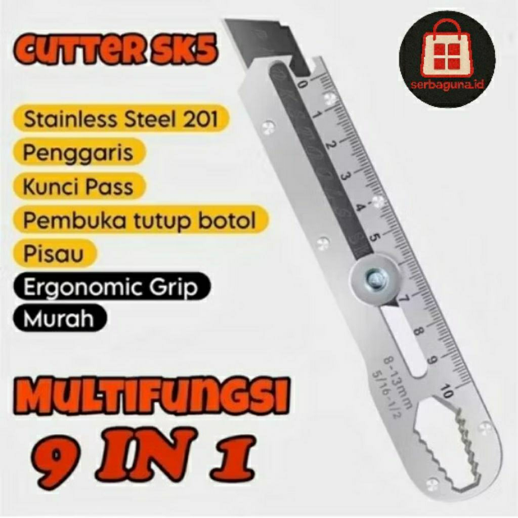 

Cutter 9 in 1 Karter stainless Besar Pengaris 10 cm Hot sale