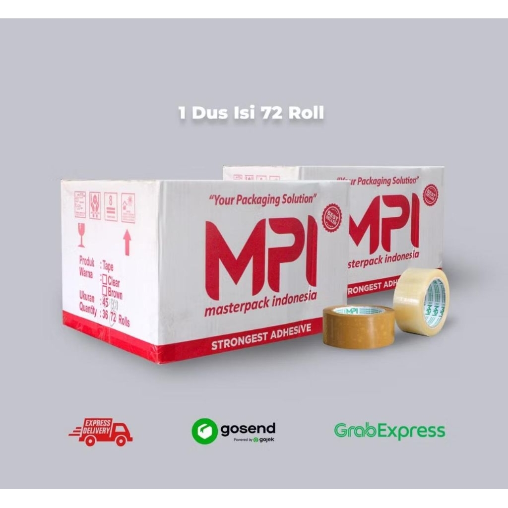 

1 Dus isi 72 Lakban MPI 45mm x 100 yard Original Coklat Bening Isolasi Packing