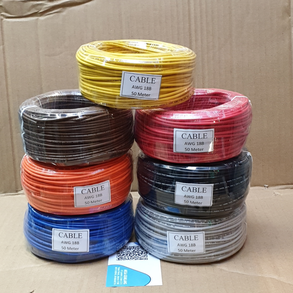 Kabel awg 18 / kabel 18 awg ( 1 roll 50 meter )