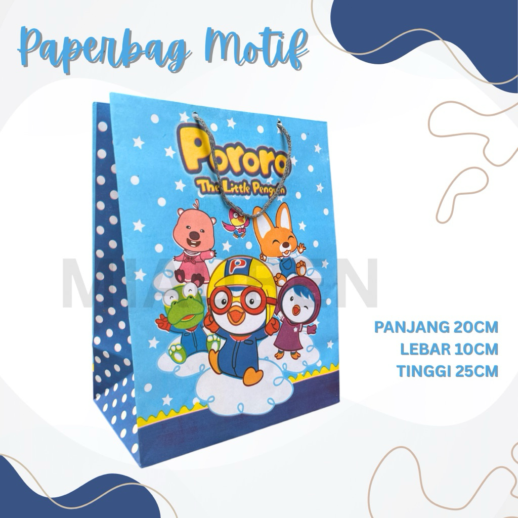 

(Isi 10) paperbag pororo 20x25x10cm paperbag ultah anak