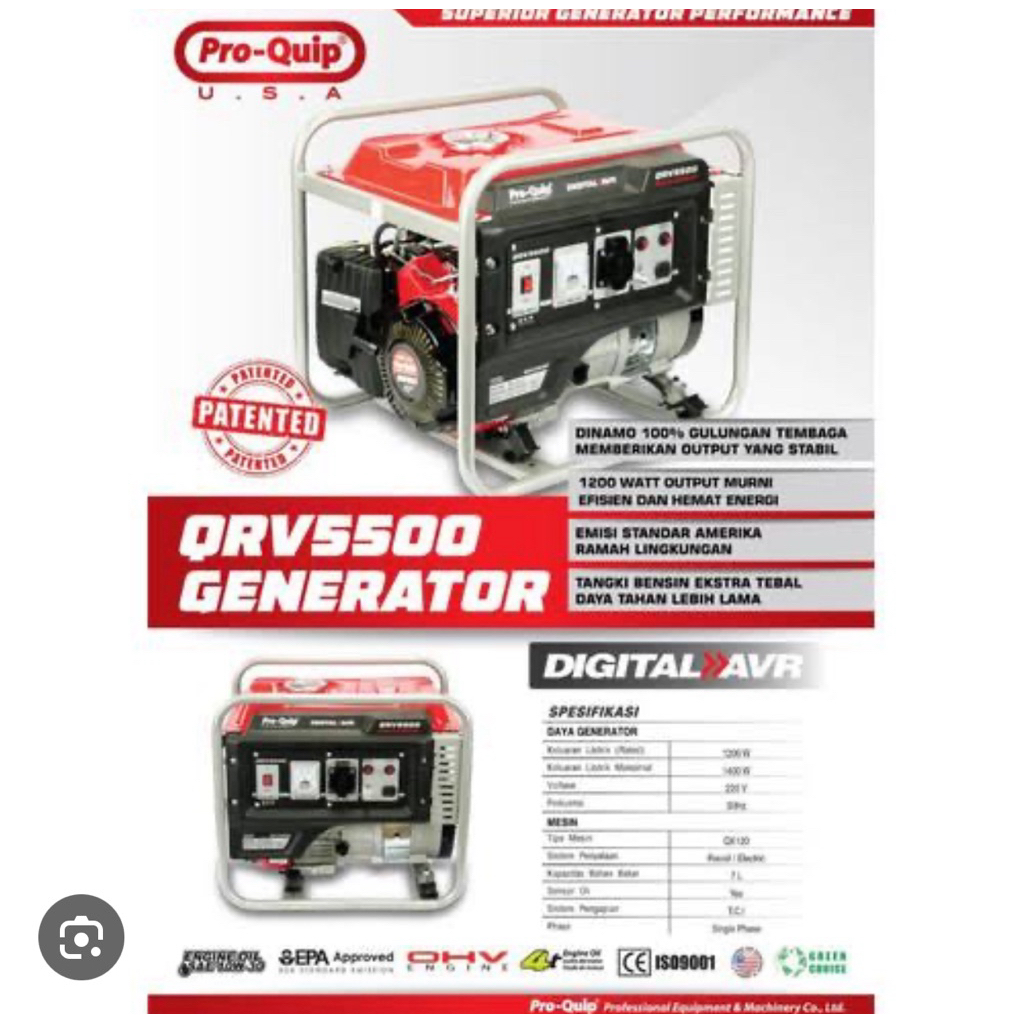 GENSET QRV 5500 GENSET GENERATOR 1400watt PROQUIP TEMBAGA ASLI