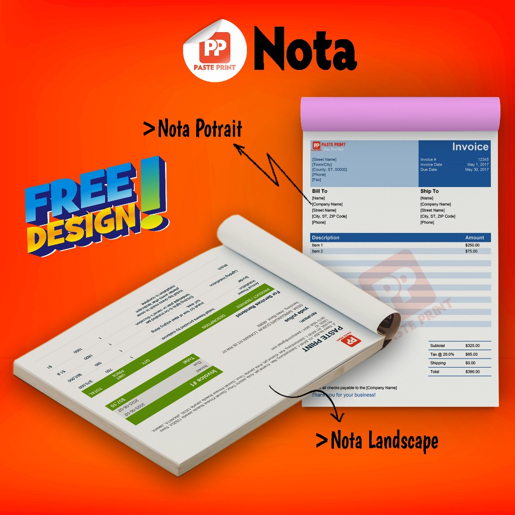

Cetak Nota Kwitansi Bon Custom Satuan Full Warna