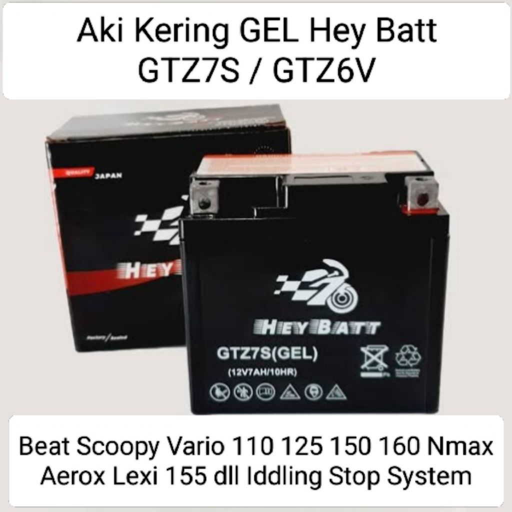 Aki kering Heybatt GTZ7S GTZ6V untuk motor beat esp deluxe idlling stop system sistem vario 6v nmax 