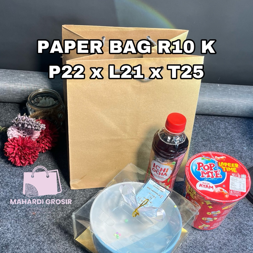 

tas kertas R10 K 22x21x25cm coklat polos/ paper bag / tas kertas polos /tas souvenir pernikahan/ tas asul asul