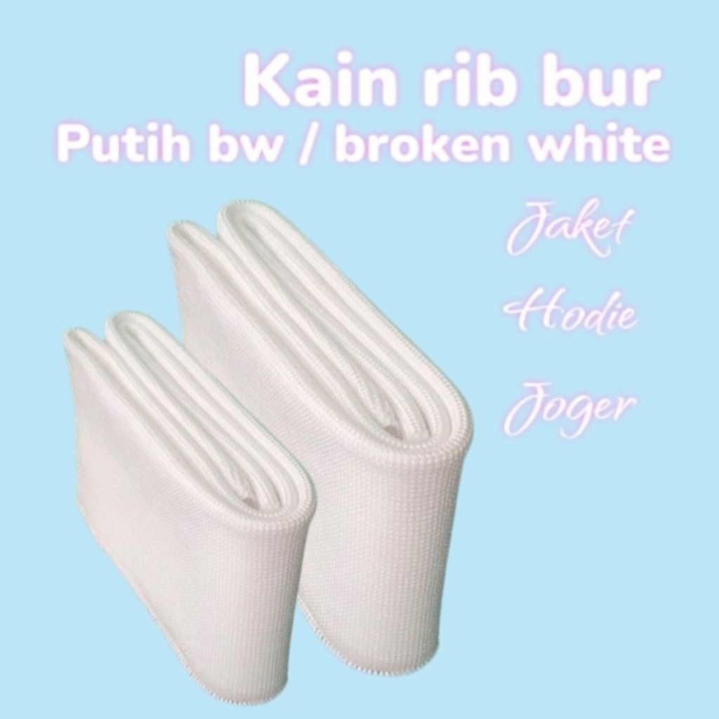 Rib/bur  jaket poliester rajut 1x1 putih  polos dan strip perlembar