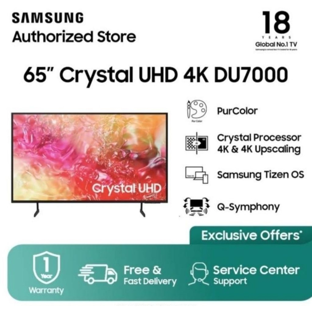 TV LED SAMSUNG 65INCH SMART TV CRYSTAL UHD 4K 65DU7000