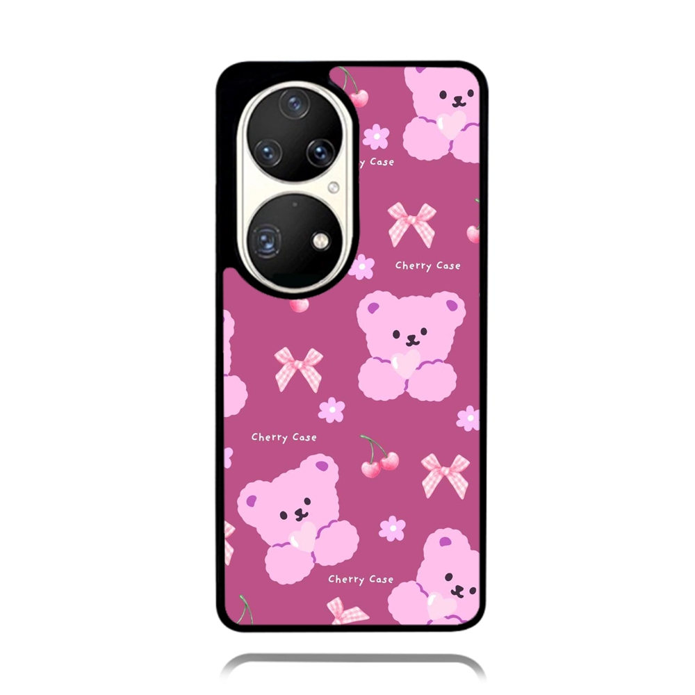 Case Phone Huawei P50 P40 P30 P20 PRO TPU Rubber Custom Softcase Gorgeous Light Purple Bear