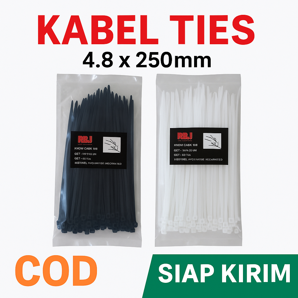 

Kabel Ties RBJ 4.8 x250mm | Cable Ties Hitam & Putih - Kuat & Tahan Lama