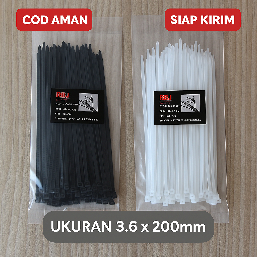 

Kabel Ties RBJ / Cable Ties 3,6 x 200mm Hitam & Putih - Putih