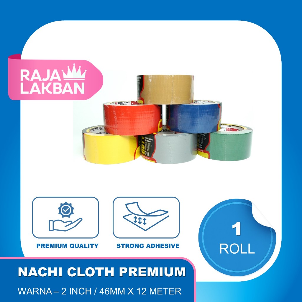 

Plakban Lakban Kain Cloth Tape Nachi Premium/ 46mm x 12m/ Warna-warni - Roll