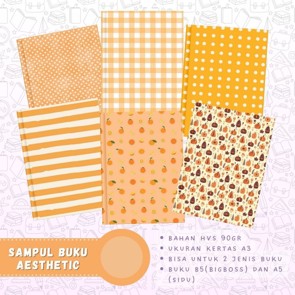 

8 Lembar Sampul Buku Aesthetic A5 & B5 Korean Book Cover Dvns Project