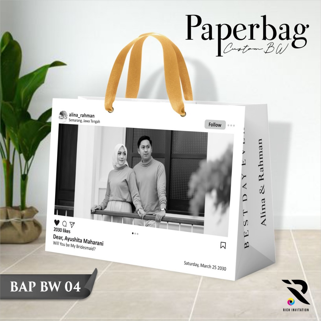 

PAPERBAG WEDDING CUSTOM FREE FOTO BW - BAHAN ART PAPER - PAPERBAG KUALITAS PREMIUM - BAP BW