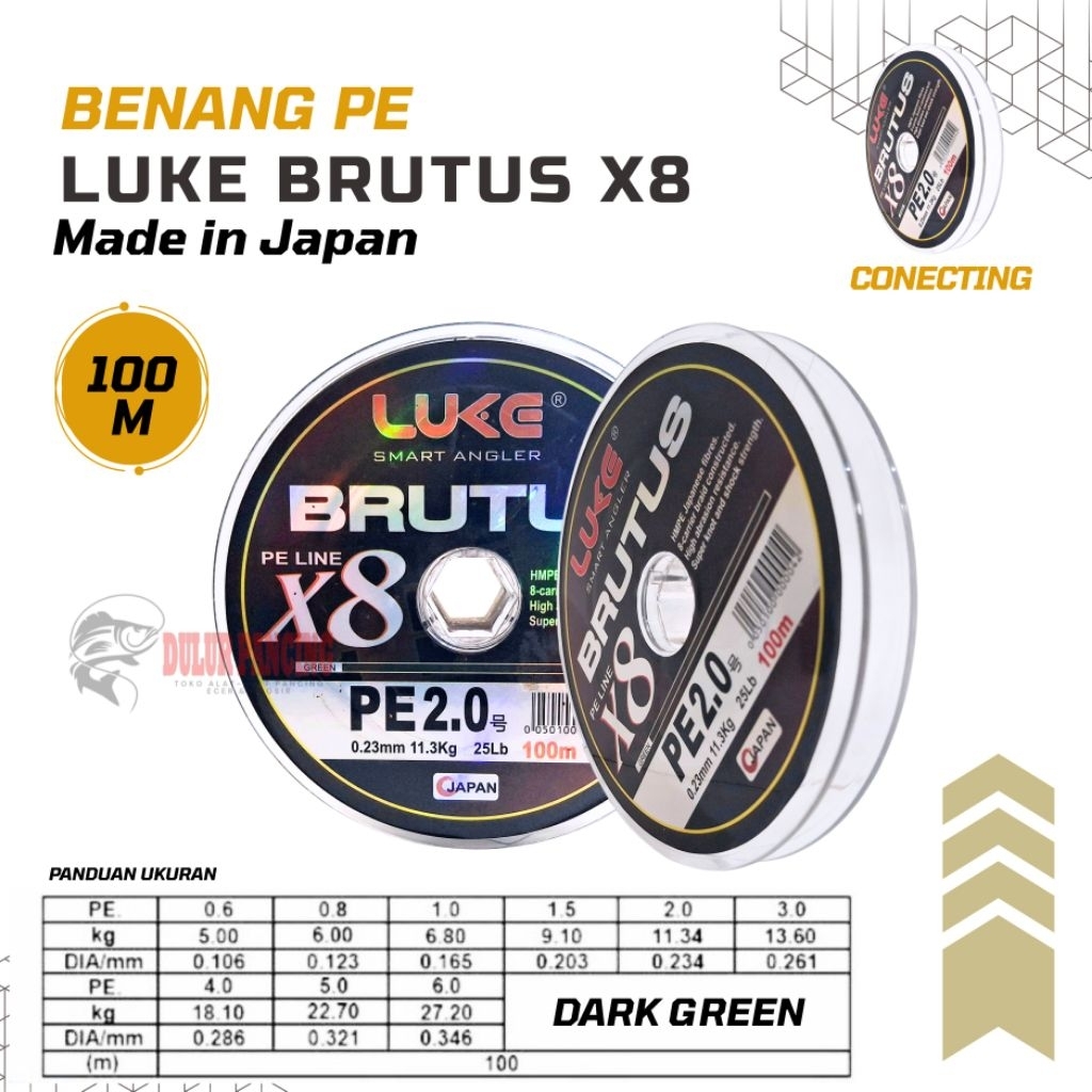benang pancing PE LUKE BRUTUS X8 100M